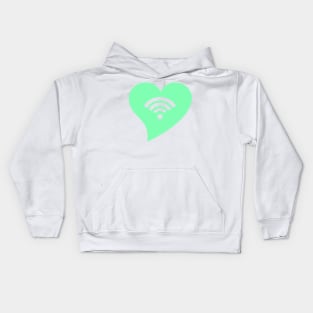 Mint Green WiFi Heart Kids Hoodie